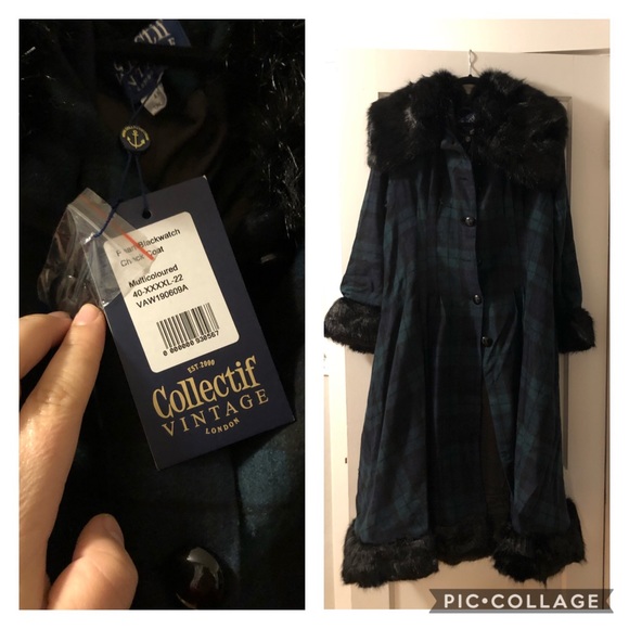 Collectif Pearl Coat Blackwatch Plaid - Picture 3 of 3